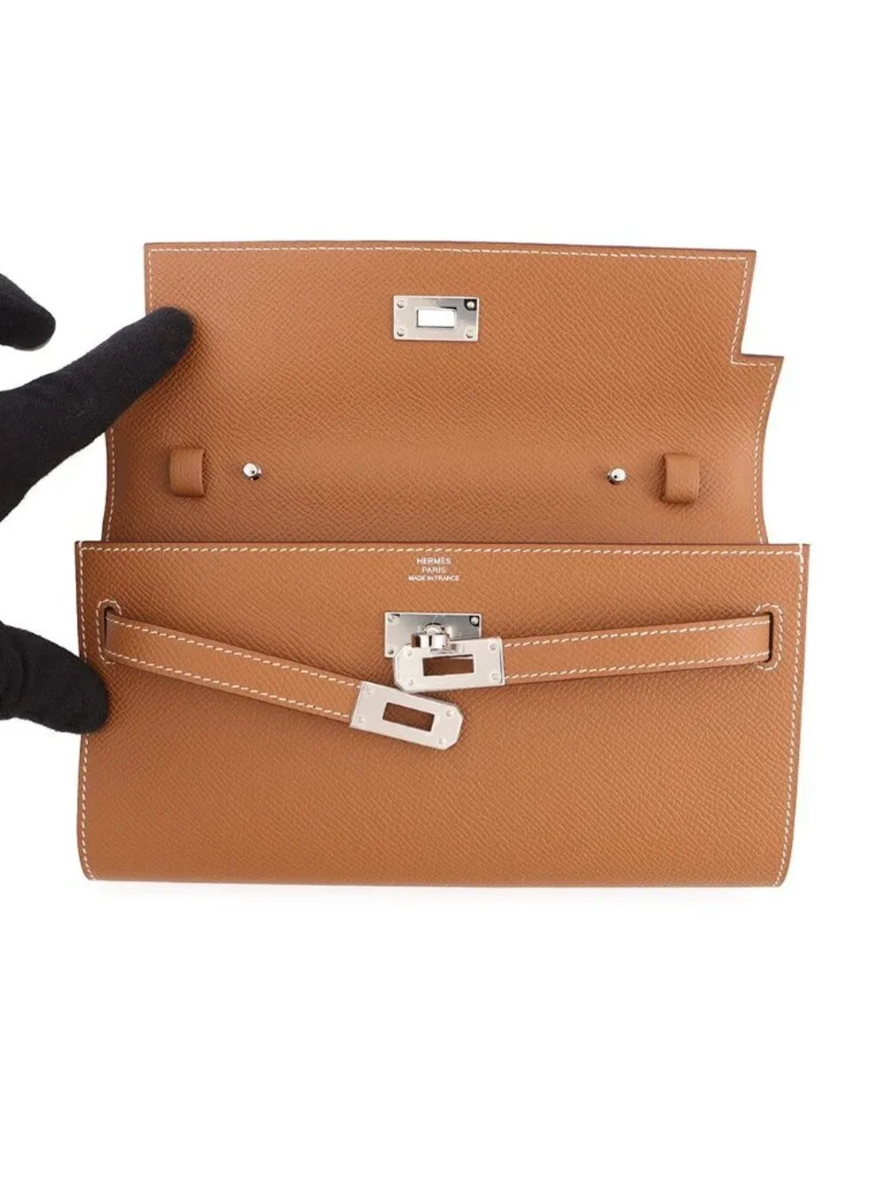 Hermes Wallet Kelly Long To Go Gold Silver Epsom